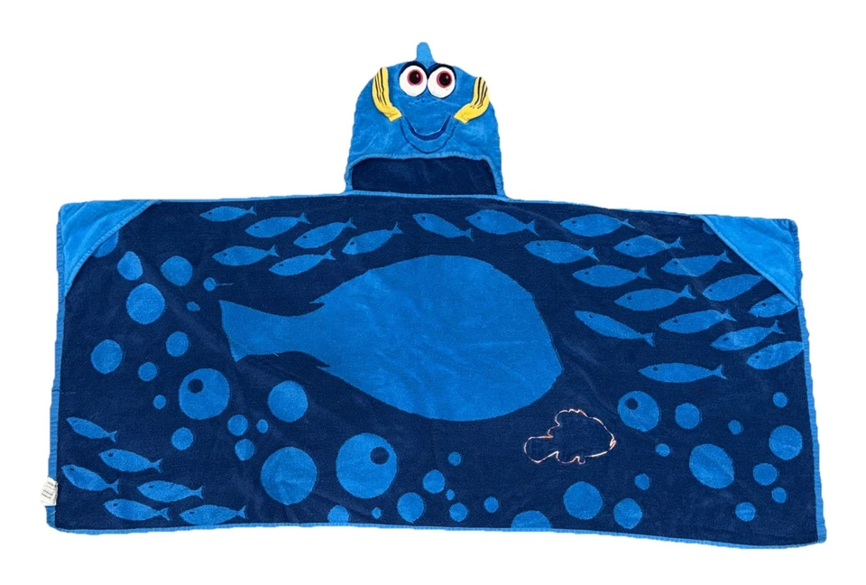Полотенце с капюшоном Disney Dory Blue Fish хлопок махровая ткань бассейн пляж ванна 48x21 Nemo - Изображение 3 из 4