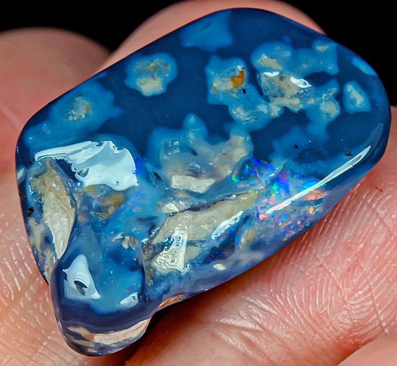 18.8Ct Natural Australian Lightning Ridge Opal Nugget Polished Carved YPWS491