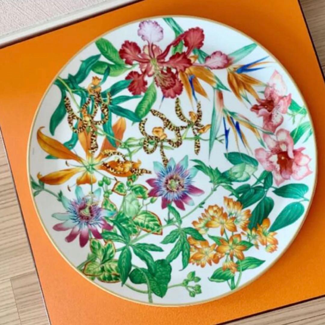 Hermes Passifolia Tart Platter Plate Floral Tableware Dinner Tray