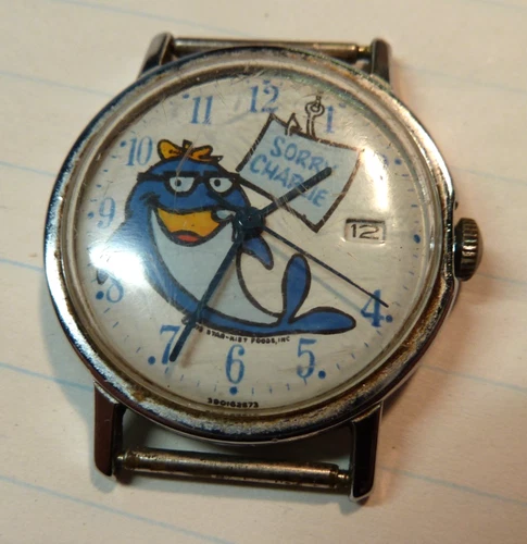 Vintage Timex 1973 Sorry Charlie Star-Kist Tuna Mercury Calendar Watch 390162573