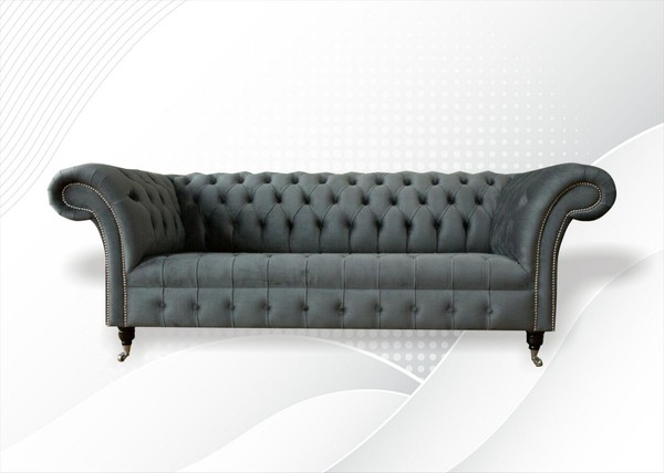 Chesterfield Graue Textil Couchen Sofa Couch Polster Dreisitzer Dreisitzer Sofas-image