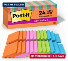 Post-It Super Sticky Notes, 24 Pads, 3x3 In., Energy Boost Collection..