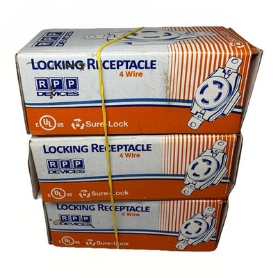 RPP L1530-R 30 Amp 250VAC 3 Pole 4 Wire Locking Receptacle NEW Qty 3