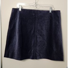 J. Crew Navy Blue Corduroy Mini Skirt 14T Lined Back Zip Academia Preppy Cotton