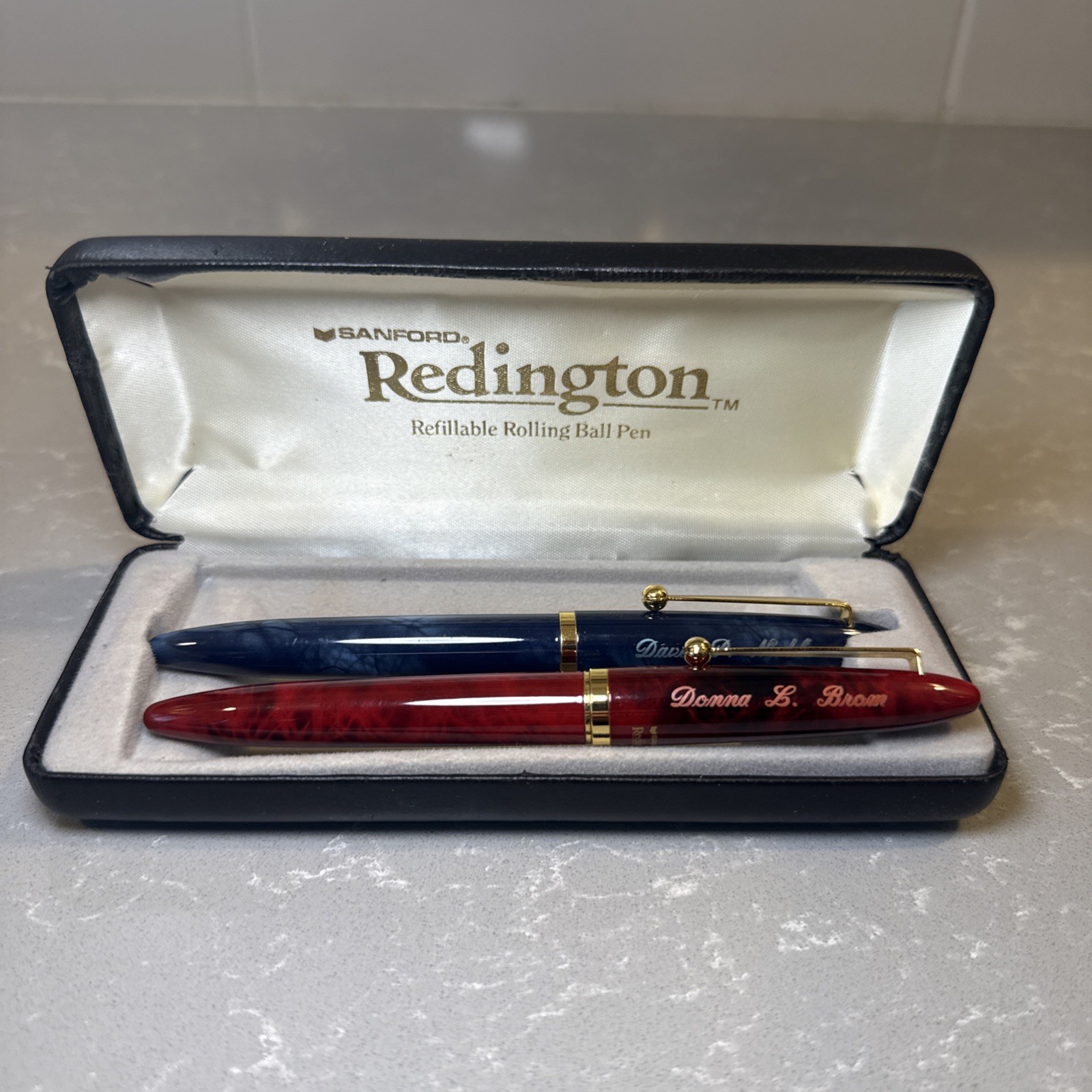 Vtg Sanford Redington 2 Refillable Ink Rolling Ball Pens Blu