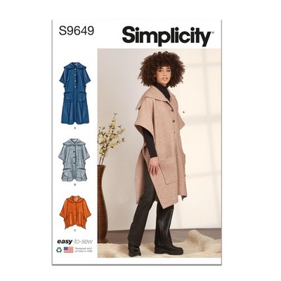Misses' Ponchos Sewing Pattern Kit Code S9649 Sizes S-M-L-XL-XXL Multicolor