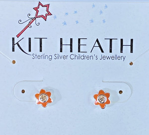 Kit Heath Kids Sterling Silver CZ November Birthday Flower Earrings NWT Gift Box