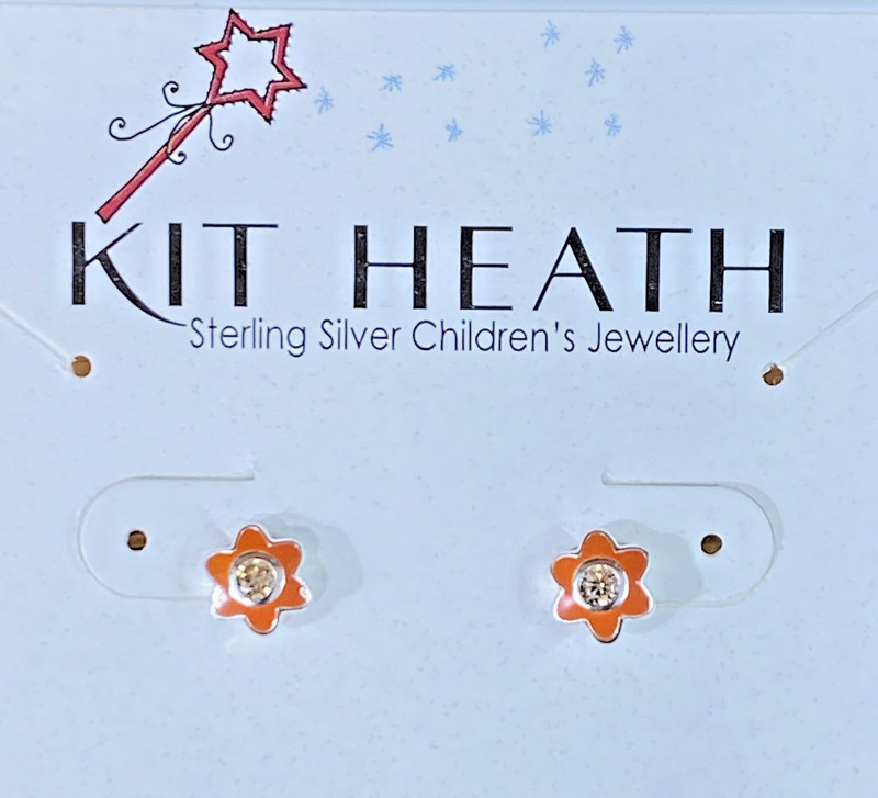 Kit Heath Kids Sterling Silver CZ November Birthday Flower Earrings NWT Gift Box