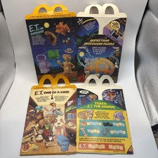 Rare Vintage 1985 E.T. Extraterrestrial McDonalds Happy Meal Box Set Of 2
