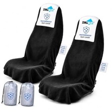 2 Pack Waterproof Towel Car Seat Covers, 1kg Heavy 2 Pack Front Seats Black