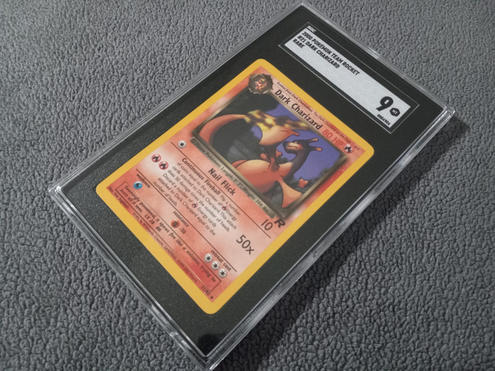 2000 Vintage Pokemon - Dark Charizard #21 Team Rocket 21/82 Rare - SGC 9 Mint view 14