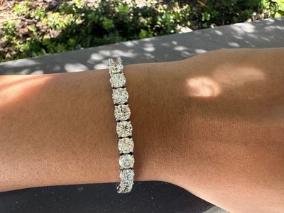19.00 Carat Round Lab Grown Diamond 6'' Tennis Bracelet 14k White Gold D VVS