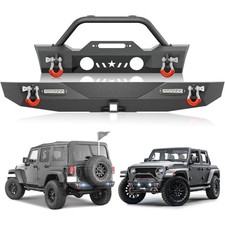 Front Rear Bumper For 2007-2018 Jeep Wrangler Jk Jku Unlimited 24 Dr Wd-rings