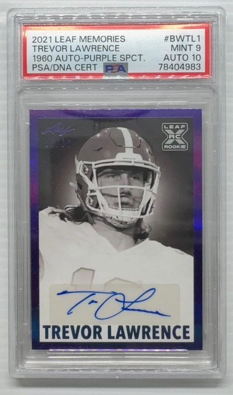 Trevor Lawrence Leaf Memories 1960 Autographs #BWTL1 Purple Spectrum