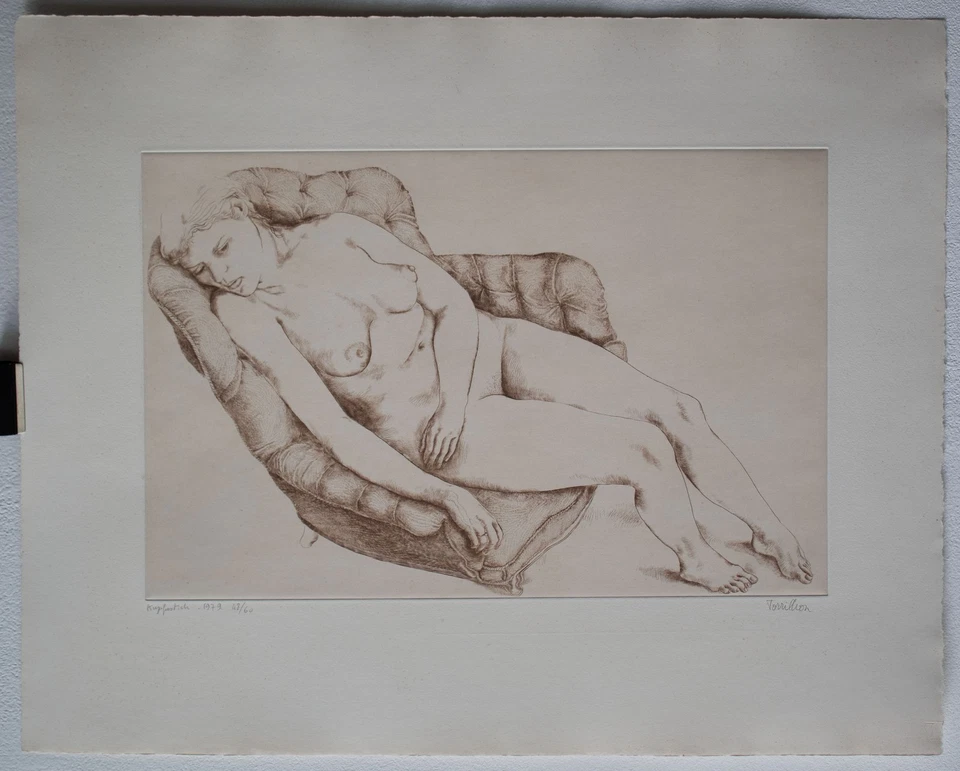 Tony Torrillion Frauenakt Erotik Postwar signiert Kupferstich 1979 48/60 - Bild 2 von 4