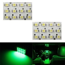 2 X Ultra Green 12-smd Led Panel Lights For Interior Mapdomedoortrunk Lights