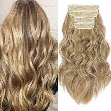 4PCS Clip In Hair Extensions Wavy Thick Full Head Hair Real Natural as Human USA