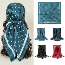 Women Fashion Scarf Bandana Dot Print Shawl Hijab Square Handkerchief 90*90cm.