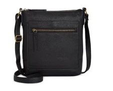 Style & Co Hudsonn North South soft faux-leather small crossbody bag -BLACK