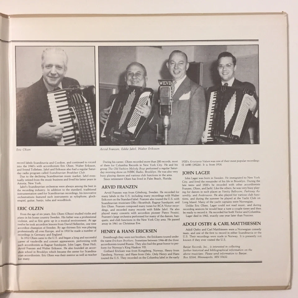 Early Scandinavian Bands Entertainers Vinyl Album LP Reissue Banjar Records Vtg - Image 3 of 4