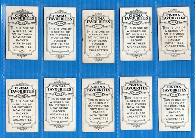 cigarette cards valuations 10 Rare Cigarette cards Movie Film stars 1929 Catalogue value £ 20.oo #346