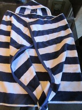 POTTERY Barn Kids Navy stripe hooded bath towel wrap mono Landen pull small see