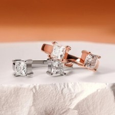 1ct Princess Cut Moissanite Engagement Ring Wedding Band 925 Sterling Silver