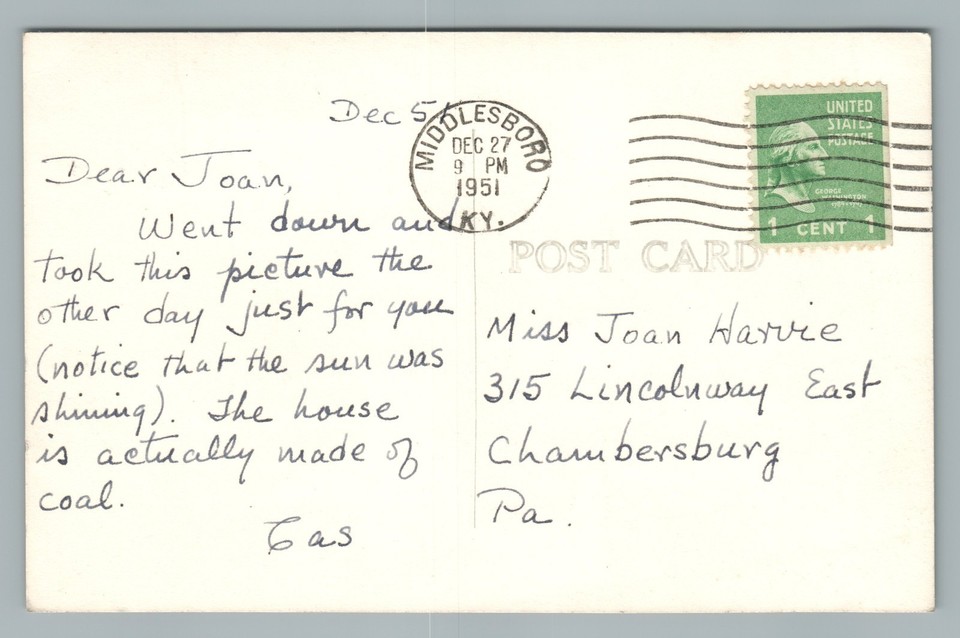 Coal House MIDDLESBORO KY Rare RPPC Vintage Photo—Bell County Mining