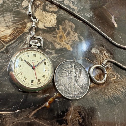 Orologio da tasca argento anni 30 infermiera militare o medico fob Swiss Made Crotone funzionante - Foto 3 di 11