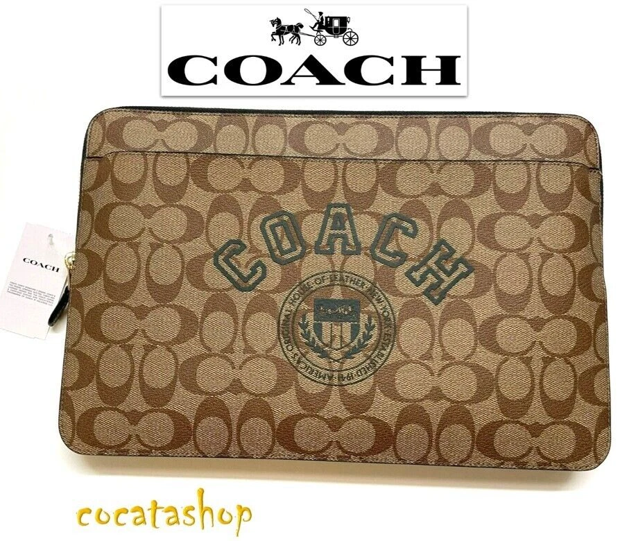 COACH® Laptop Case In Signature Canvas With Varsity Motif