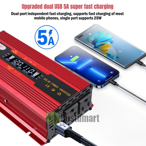 7000W LCD Convertidor De DC 12V A 110V AC USB Para Carro Auto Inversor Corriente - Picture 78 of 121