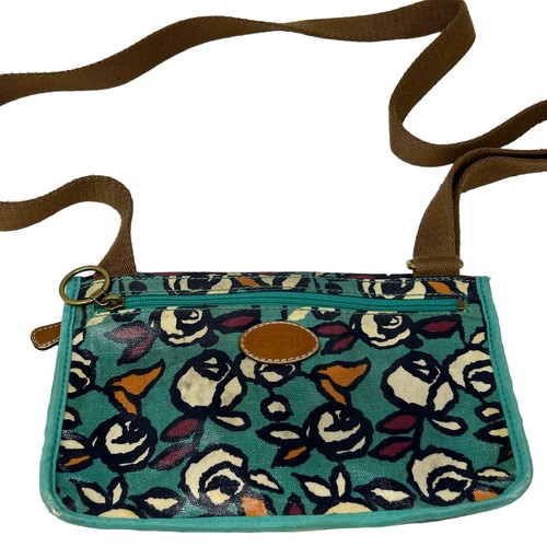 Fossil Key Per Mini Messenger Crossbody Bag Floral Print Blue Small Purse SL4139