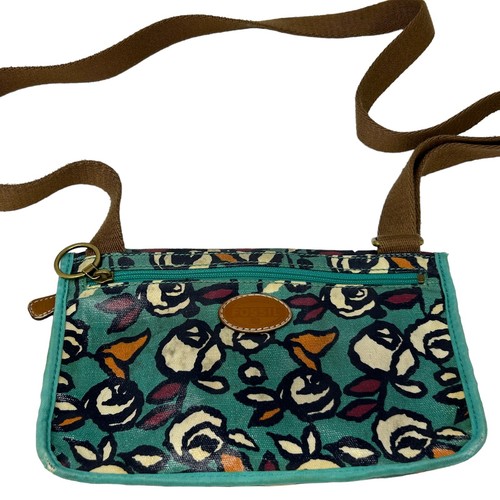 Fossil Key Per Mini Messenger Crossbody Bag Floral Print Blue Small Purse SL4139 - Picture 1 of 15