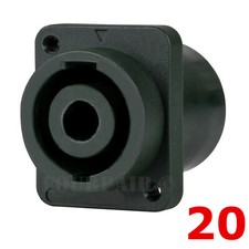 20 Pack - SPEAKON Compatible 4 Pole Wire Female Panel Mount Speaker Connector