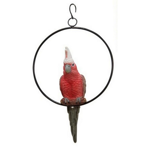 Galah Cockatoo Parrot Hanging Garden Australia Native Bird Swing Ring Ornament - Picture 3 of 11