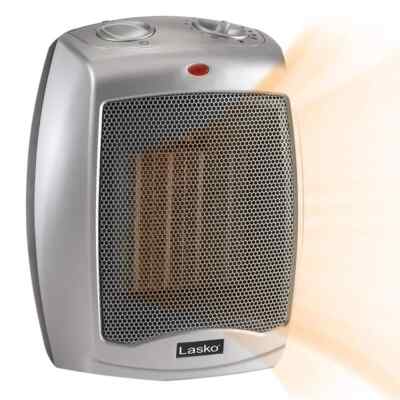 Lasko 1500W 9.2 in. Gray Electric Tabletop Ceramic Space Heater