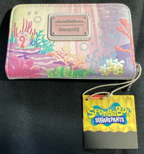 Cartera Loungefly Nickelodeon Bob Esponja Pantalones Cuadrados Jalea Pesca Cremallera Alrededor NUEVO - Imagen 2 de 2
