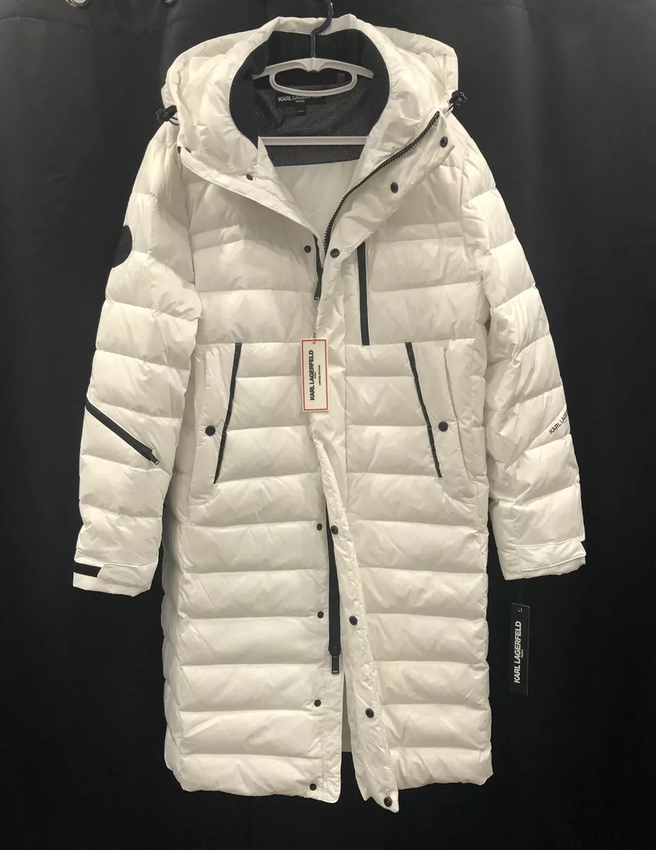 KARL LAGERFELD Men s Long Down Puffer Coat Hooded Apres Ski Jacket