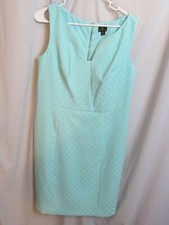 Worthington Aqua Shift Dress Princess Cut Metal Back Zip Sleeveless Sz 14