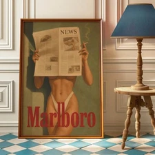 Vintage Cigarette Woman Poster Print - Retro Marlboro Print - Home Decor