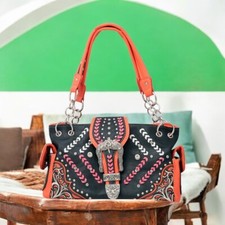 Cowgirl Carry Concealed Purse Western Shoulder Bag Buckle Bling Satchel Handbag