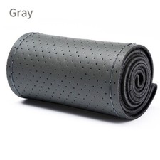 Diy Hand-sewn Genuine Leather Car Steering Wheel Cover With Needles Thread