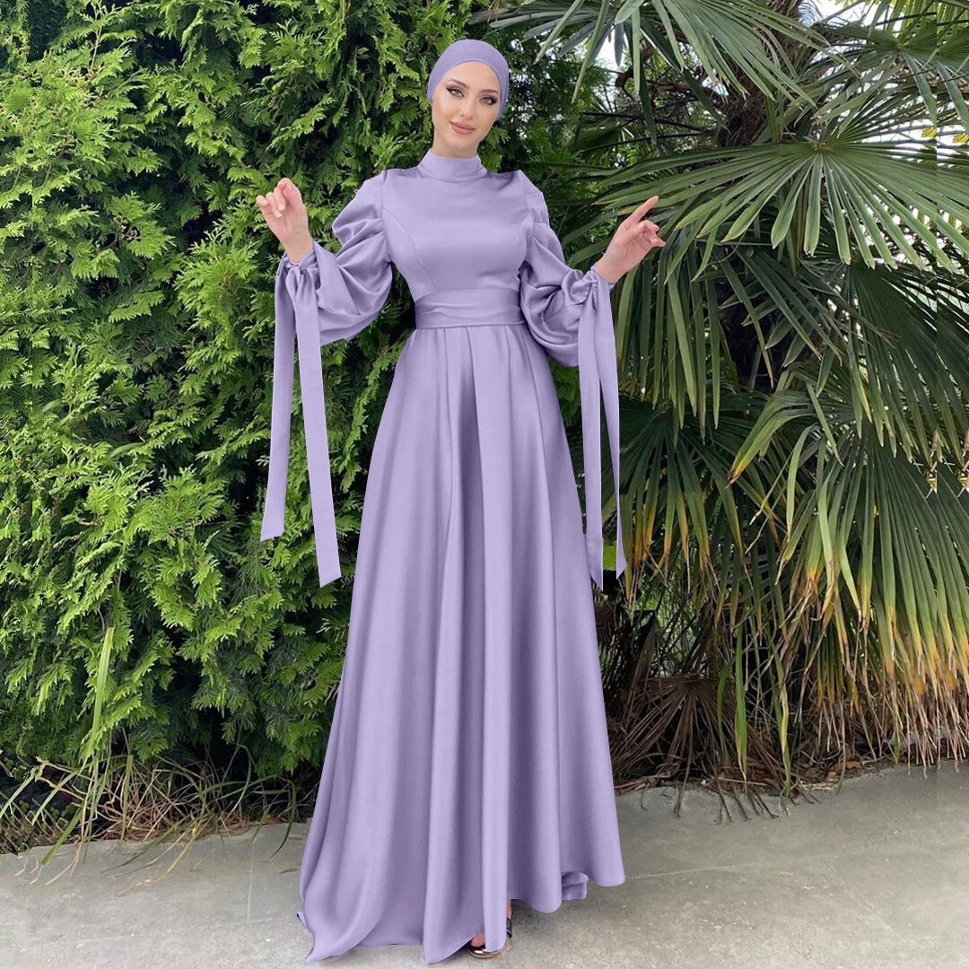 Dubai Satin Abaya Ramadan Eid Islam Muslim Hijab Dresses Women Mubarak Saudi