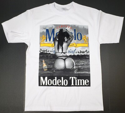 MODELO TIME T-shirt Mexico Cerveza Mexican Beer Men's Streetwear Tee White New