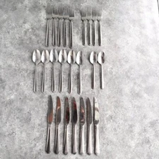 Stainless China Flatware Set Lot Of 24 Piece Knives Spoons Forks