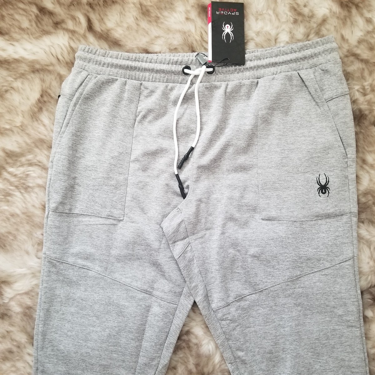 SPYDER Gray PROWEB Training Fitness Fleece Backed SWEAT
