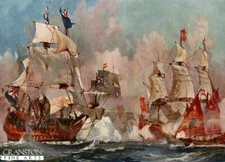 naval art post card  Prince George at the Battle of Malaga 1704