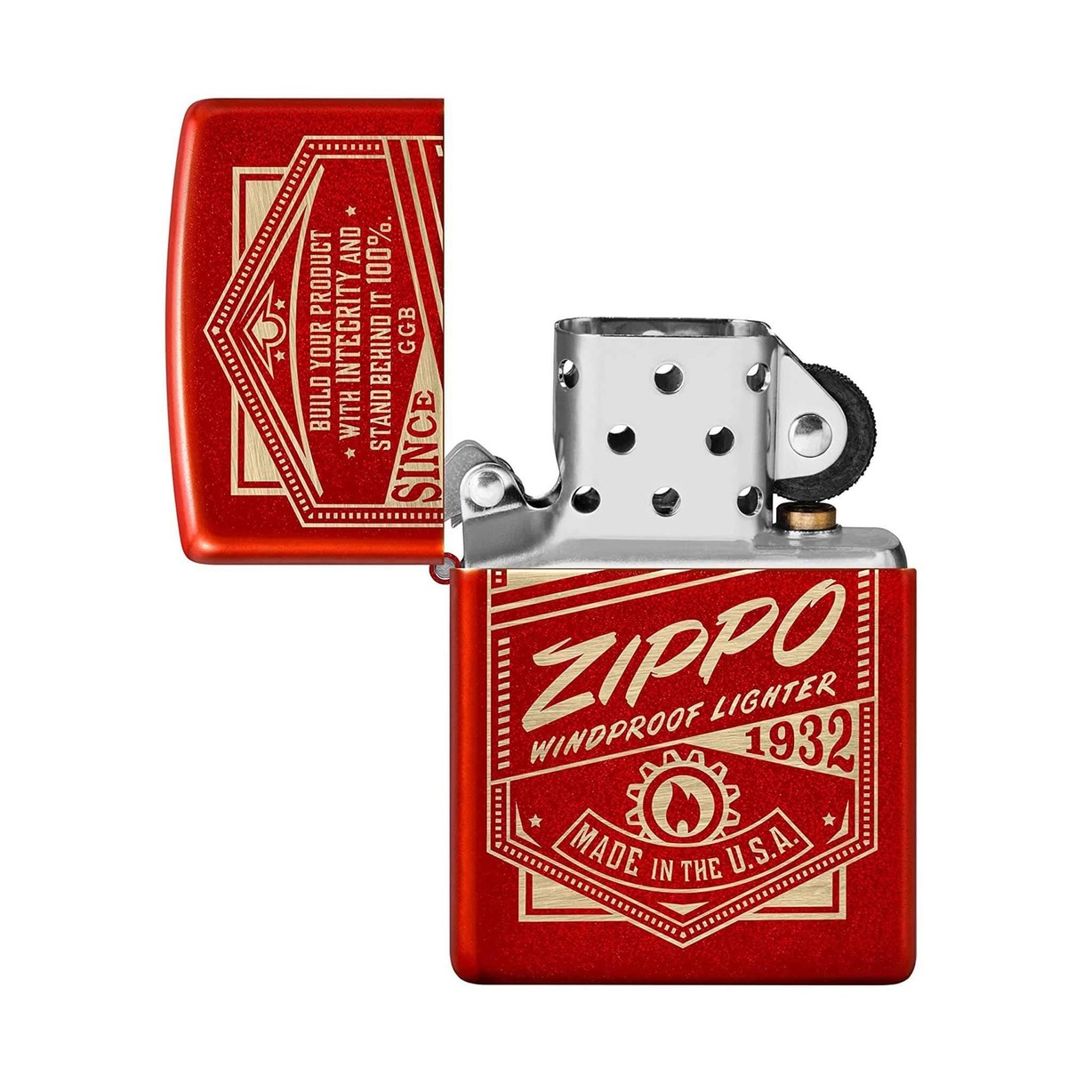 Zippo Pocket Lighter Metallic Red It Works Design Brass
