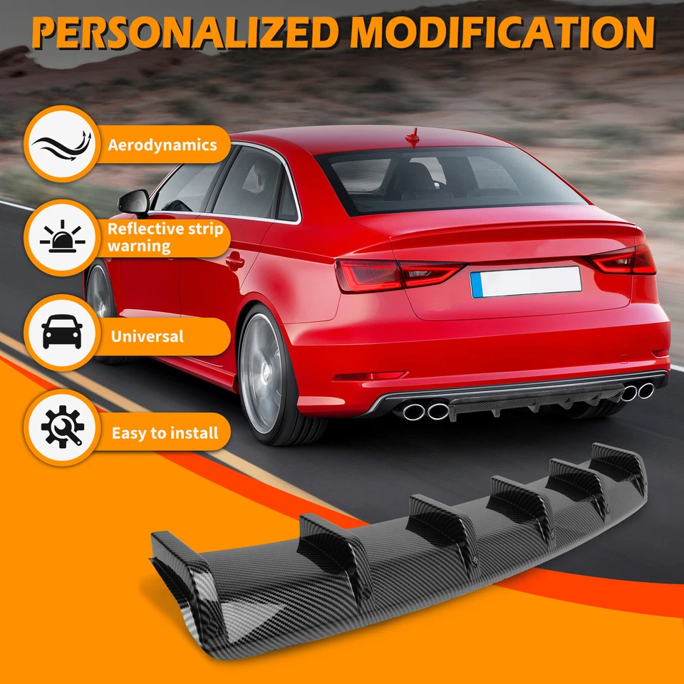For Mercedes-Benz C-Class W204 Carbon Rear Bumper Diffuser 6 Fins Splitter Lip — 第 4/4 张图片