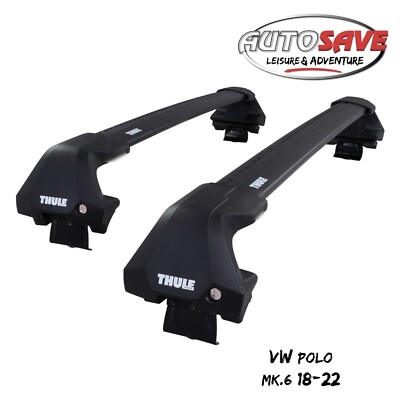 THULE - WingBar Edge Black Alu. Roof Bar Set to fit VW Polo Mk.6 (2018-ON) PAIR
